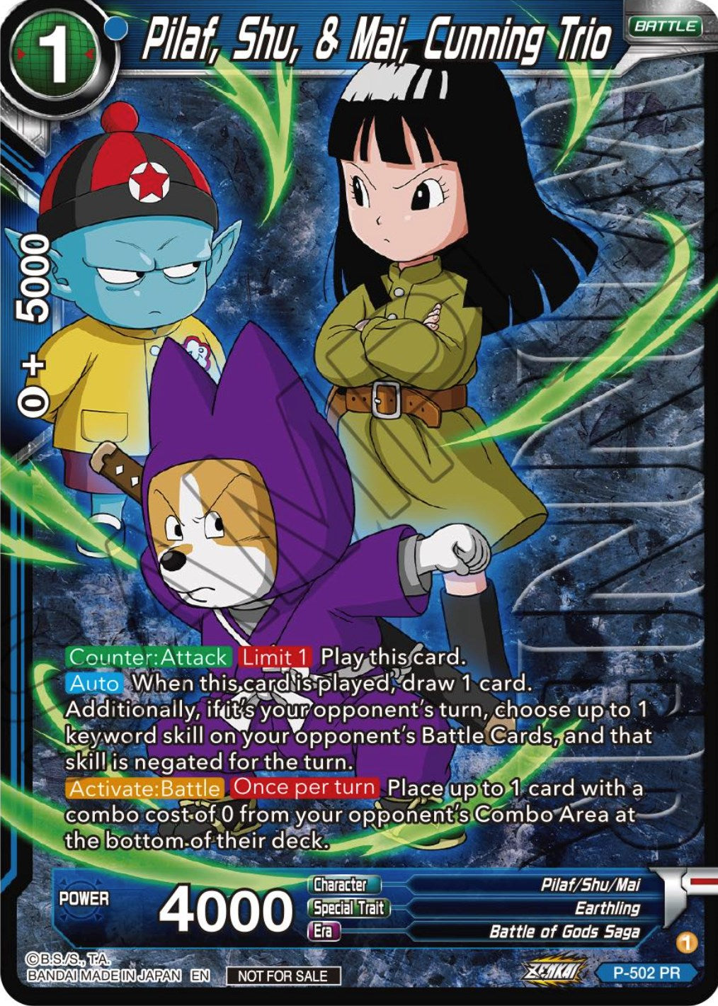 Pilaf, Shu, & Mai, Cunning Trio (Zenkai Series Tournament Pack Vol.4 Winner) (P-502) [Tournament Promotion Cards]