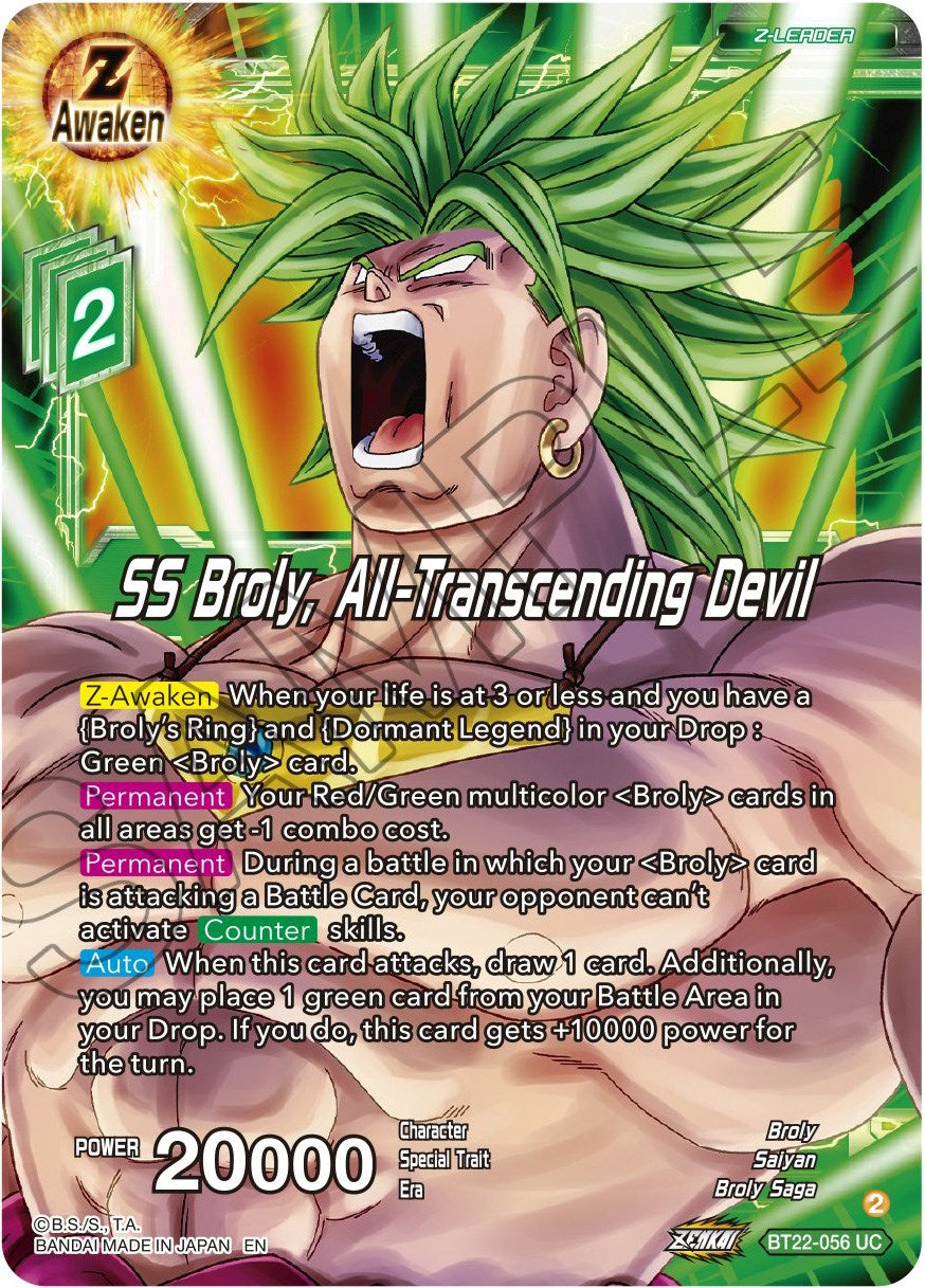 SS Broly, All-Transcending Devil (BT22-056) [Critical Blow] Parallel Foil
