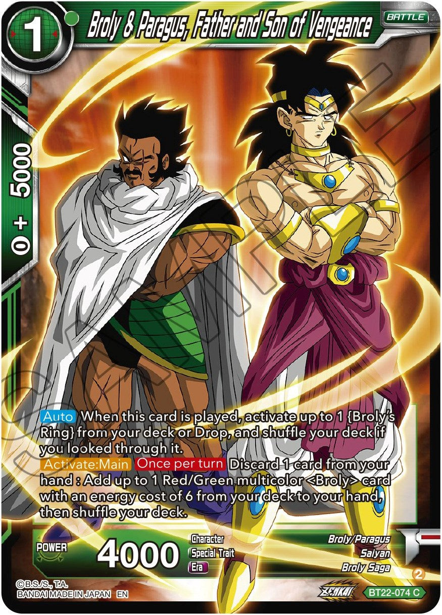 Broly & Paragus, Father and Son of Vengeance (BT22-074) [Critical Blow] Parallel Foil
