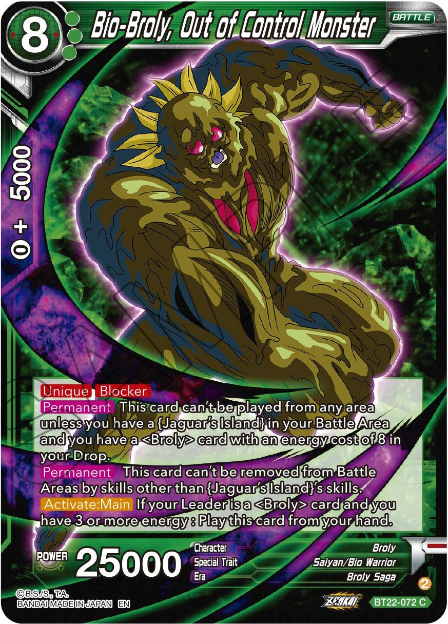Bio-Broly, Out of Control Monster (BT22-072) [Critical Blow] Parallel Foil