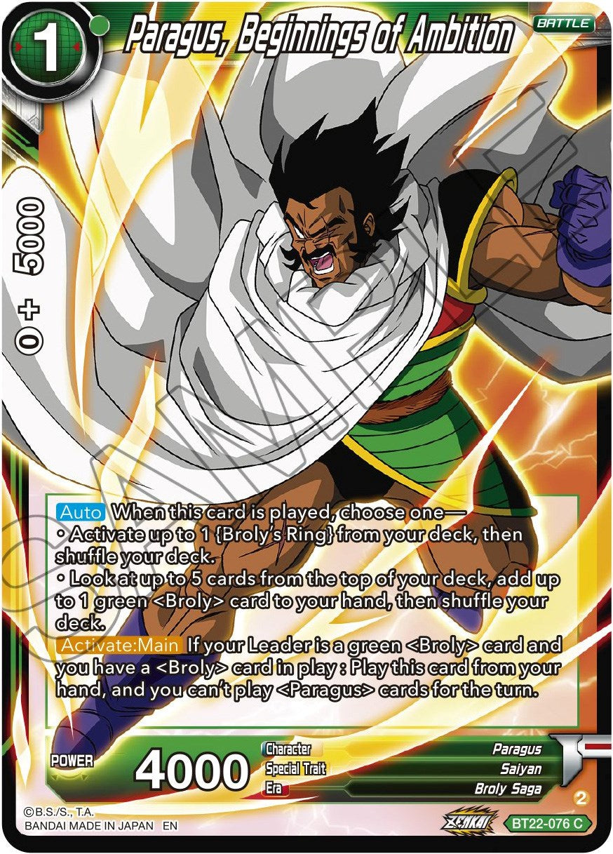 Paragus, Beginnings of Ambition (BT22-076) [Critical Blow] Parallel Foil