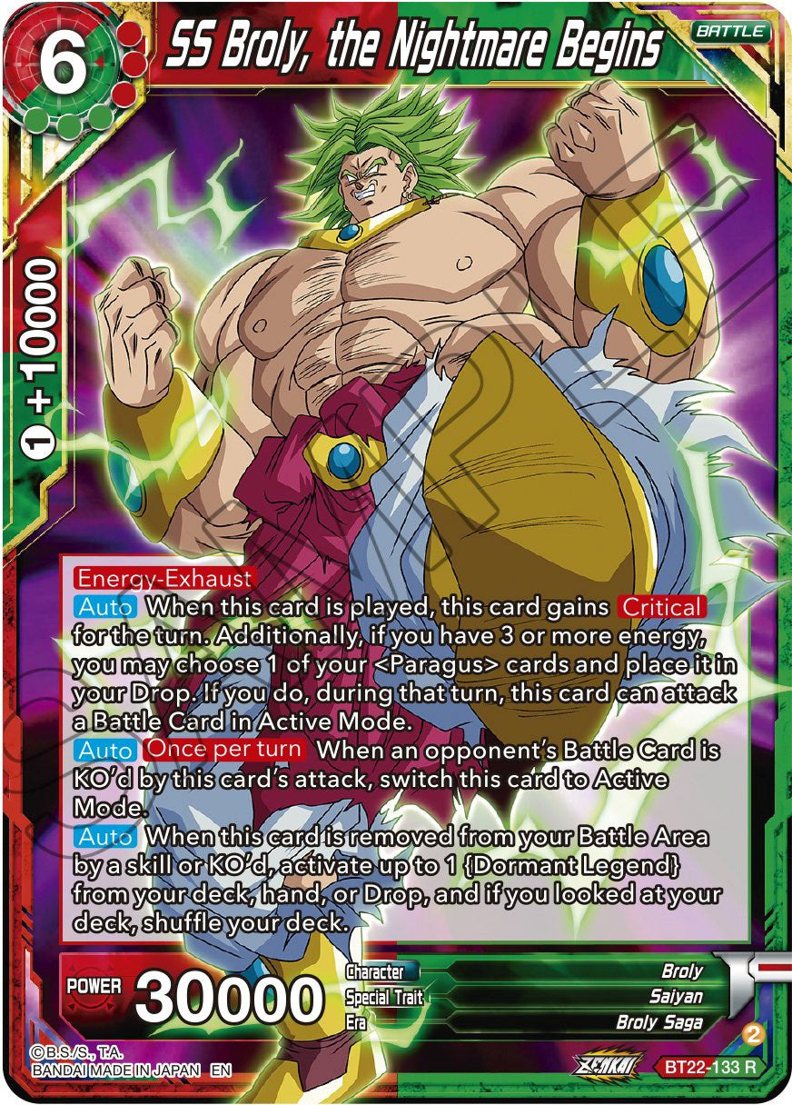 SS Broly, the Nightmare Begins (BT22-133) [Critical Blow] Parallel Foil