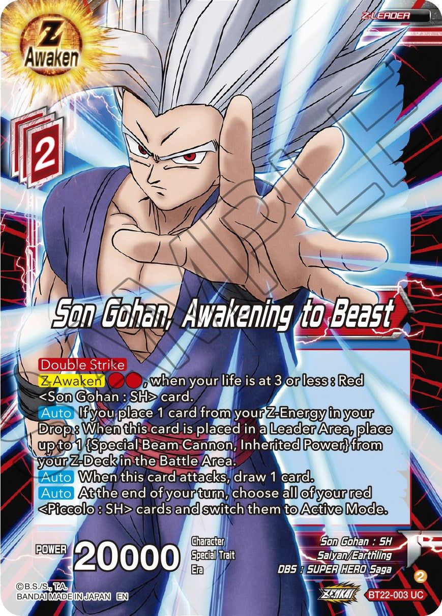 Son Gohan, Awakening to Beast (BT22-003) [Critical Blow] Parallel Foil