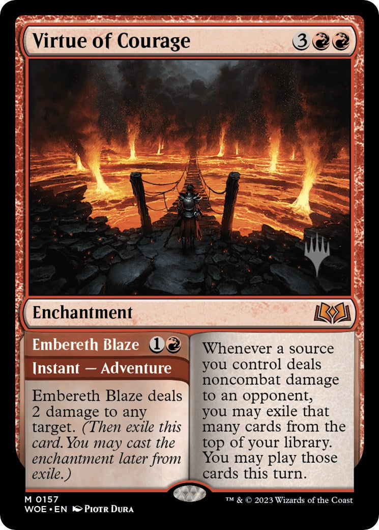 Virtue of Courage // Embereth Blaze (PPWOE-157) - Wilds of Eldraine Promos Foil
