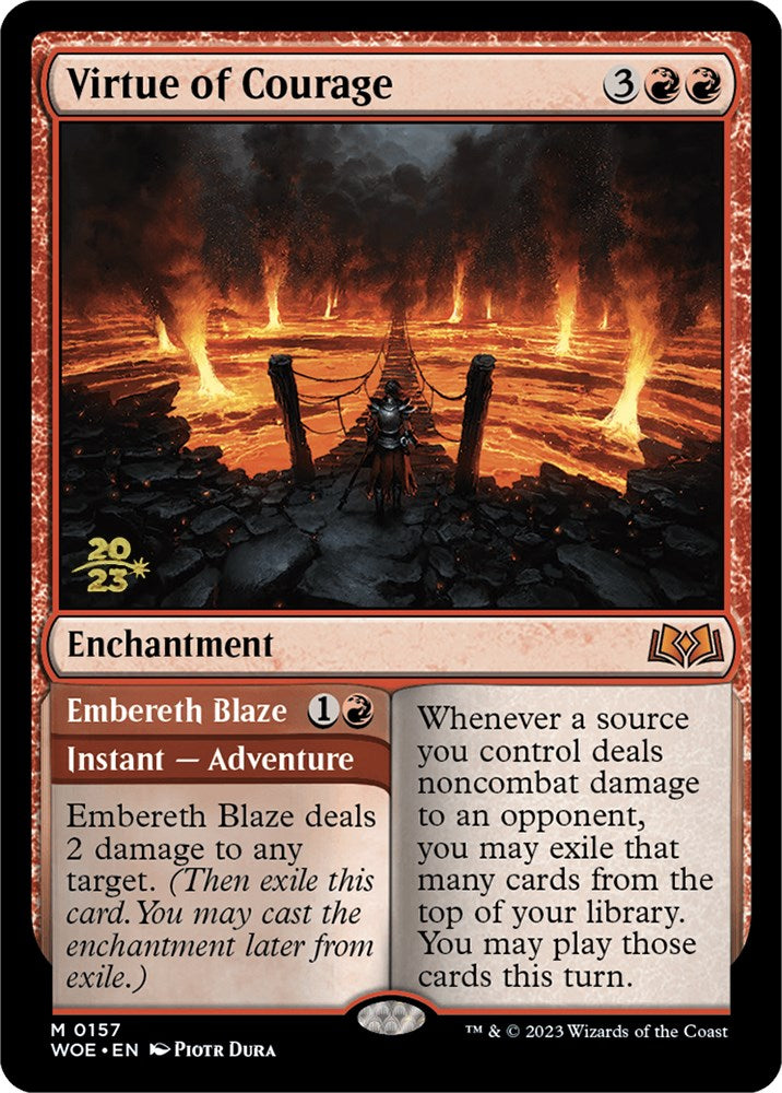 Virtue of Courage // Embereth Blaze (PPWOE-157) - Wilds of Eldraine Promos Foil