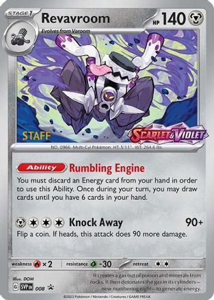 Revavroom (Prerelease) [Staff] 008 - SV Scarlet & Violet Promo Cards Holofoil