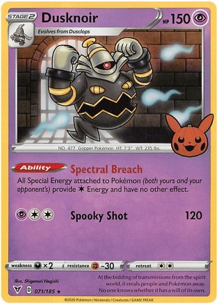 Dusknoir 071/185 - Trick or Trade BOOster Bundle 2023 Holofoil