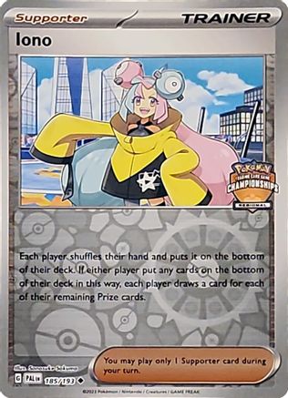 Iono 185/193 - League & Championship Cards - Reverse Holofoil