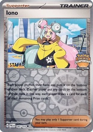 Iono (Regional Championships) [Staff] 185/193 - League & Championship Cards Reverse Holofoil