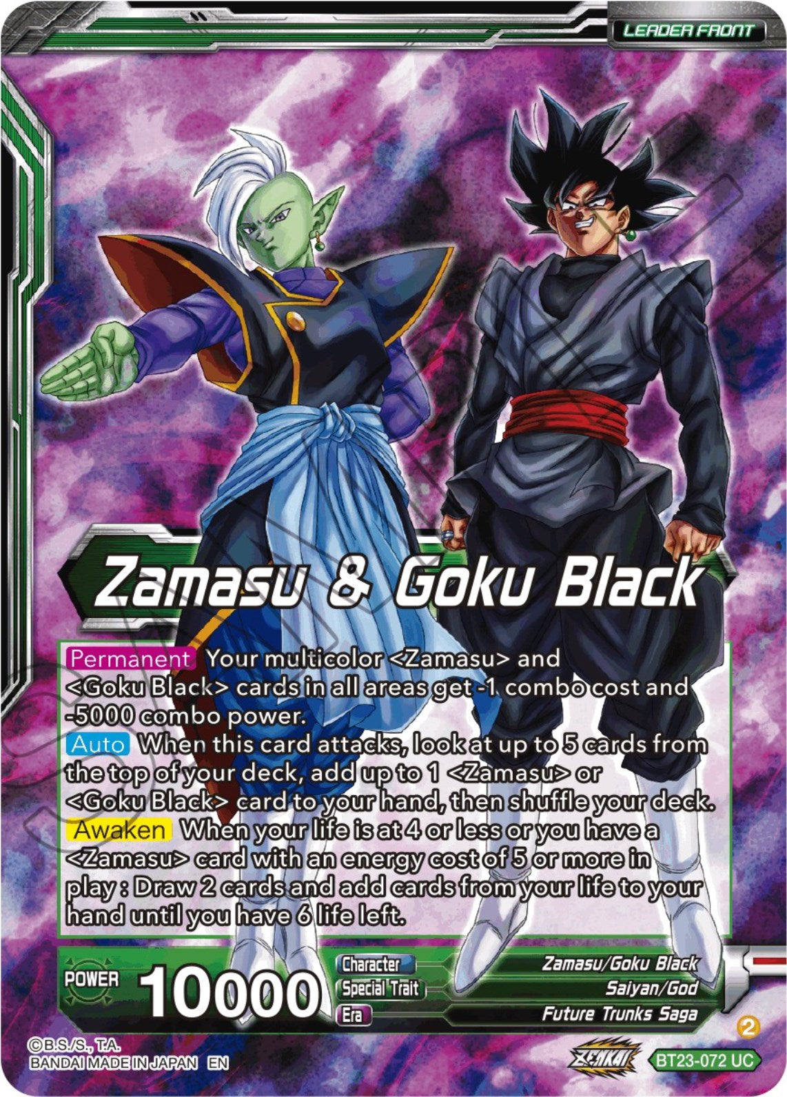 Zamasu & Goku Black // Zamasu & SS Rose Goku Black, Humanity's Destruction (BT23-072) [Perfect Combination] Parallel Foil