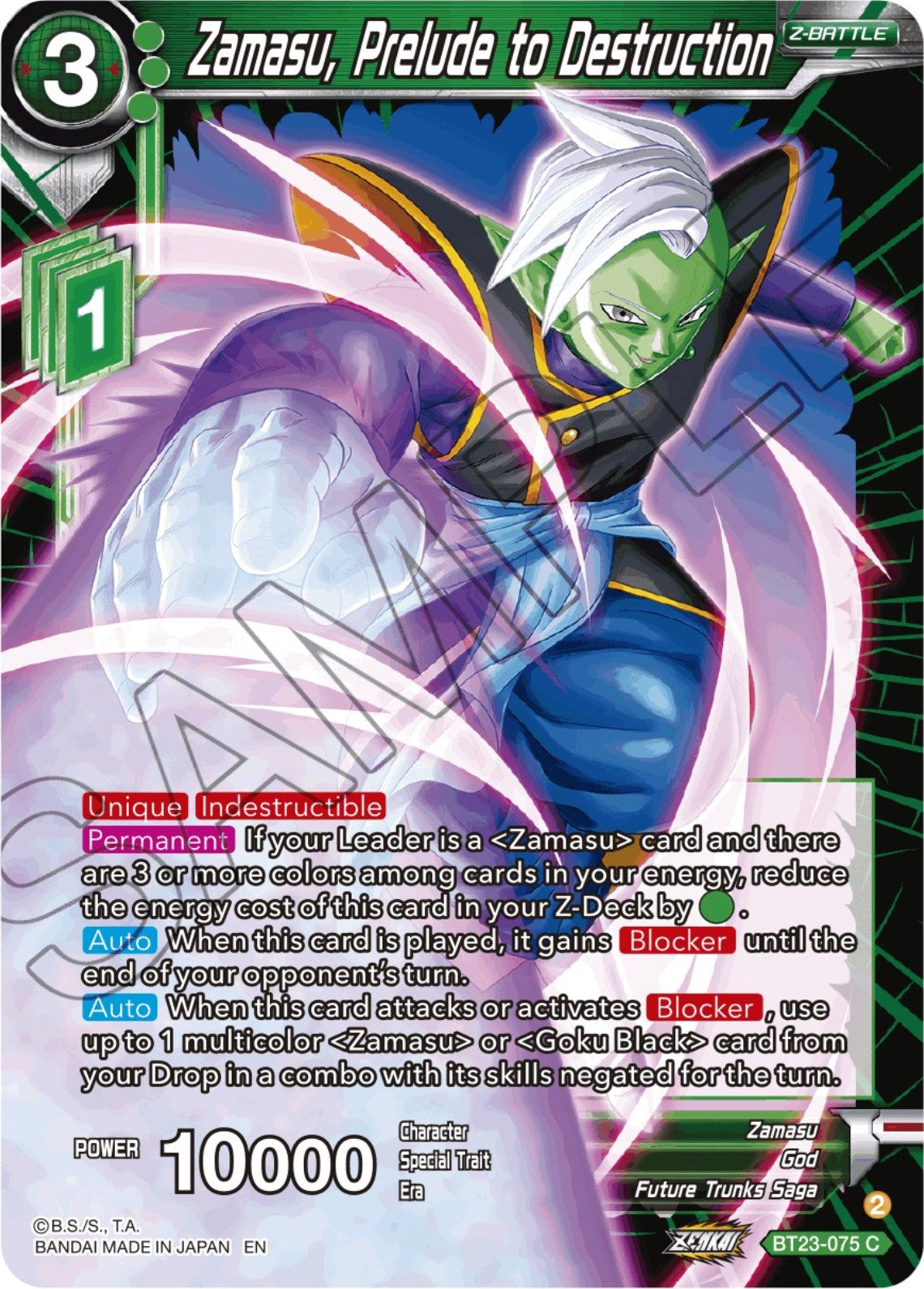 Zamasu, Prelude to Destruction (BT23-075) [Perfect Combination] Parallel Foil