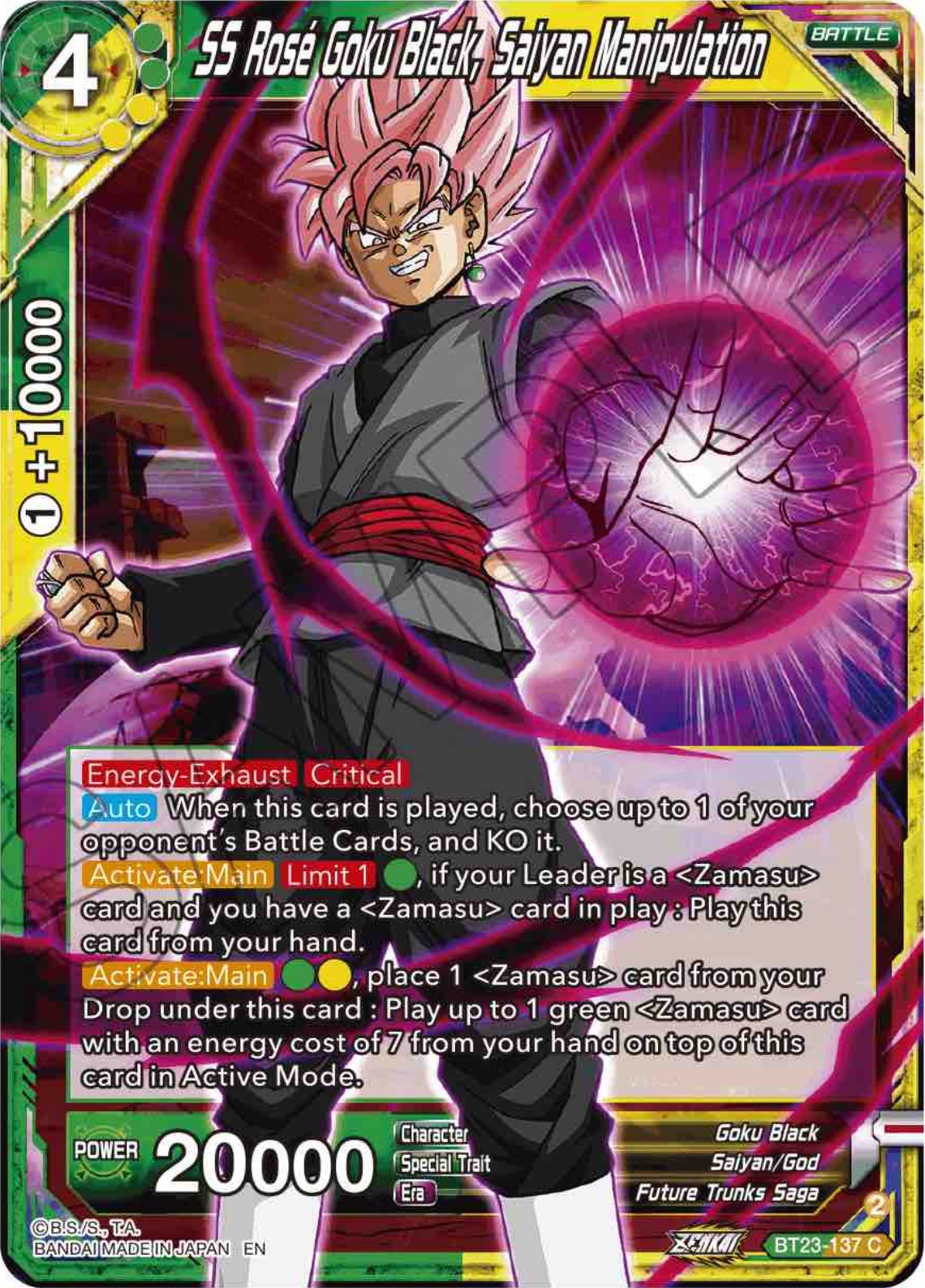 SS Rose Goku Black, Saiyan Manipulation (BT23-137) [Perfect Combination] Parallel Foil