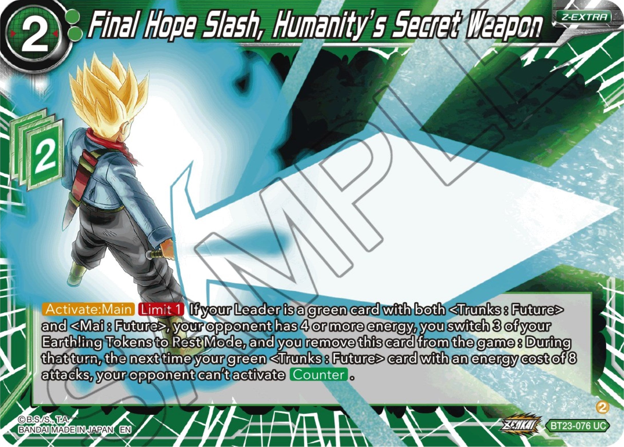 Final Hope Slash, Humanity's Secret Weapon (BT23-076) [Perfect Combination] Parallel Foil