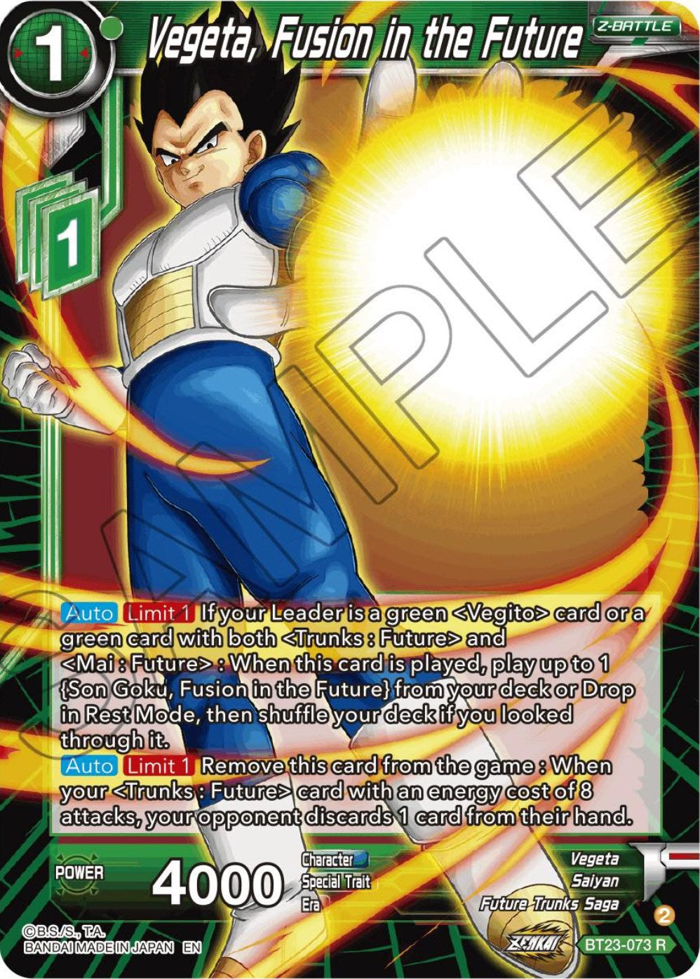Vegeta, Fusion in the Future (BT23-073) [Perfect Combination] Parallel Foil