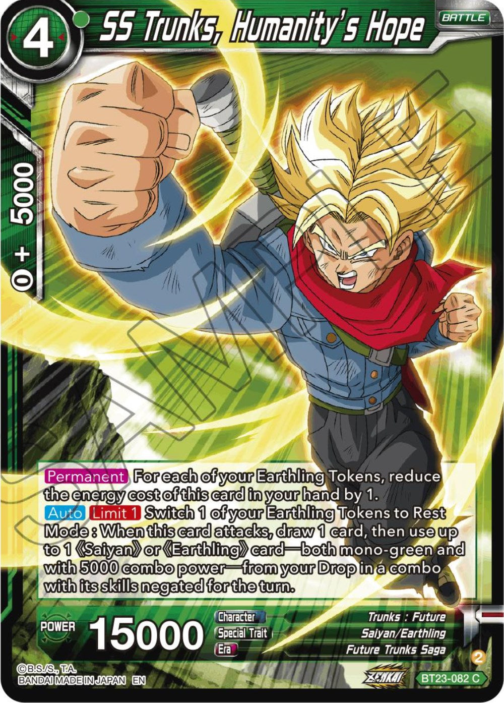 SS Trunks, Humanity's Hope (BT23-082) [Perfect Combination] Parallel Foil