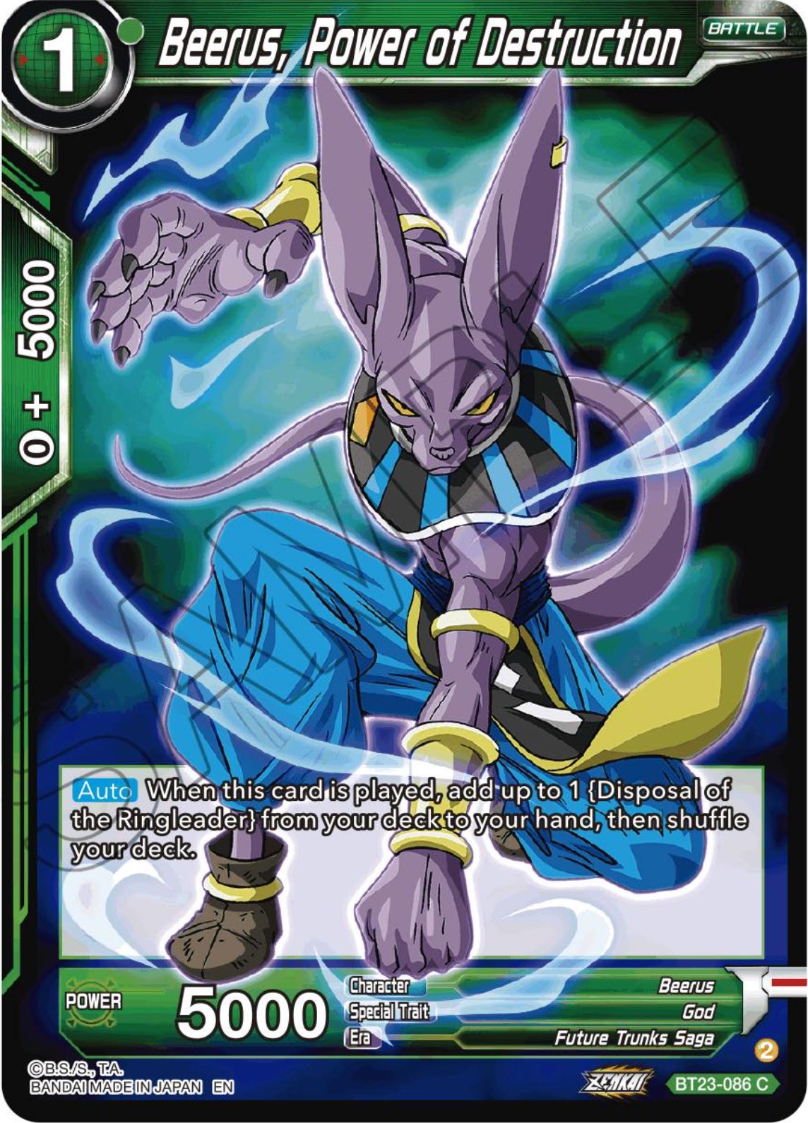 Beerus, Power of Destruction (BT23-086) [Perfect Combination] Parallel Foil