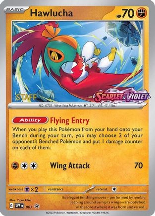 Hawlucha (Prerelease) [Staff] 007 - SV Scarlet & Violet Promo Cards Holofoil