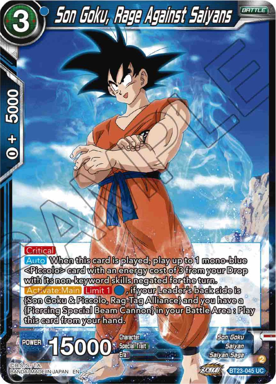 Son Goku, Rage Against Saiyans (BT23-045) [Perfect Combination] Parallel Foil