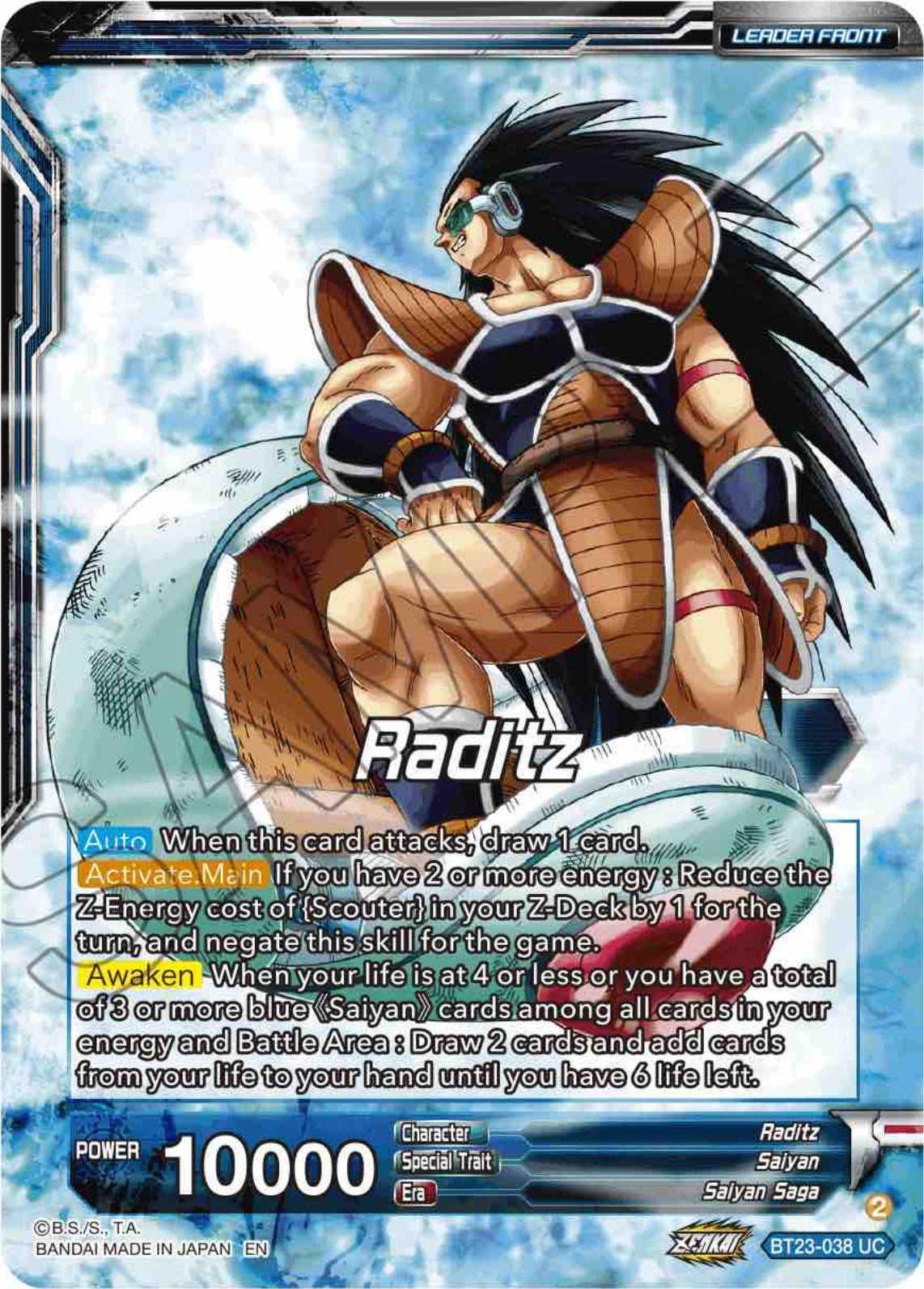 Raditz // Raditz, the Invasion Begins (BT23-038) [Perfect Combination] Parallel Foil