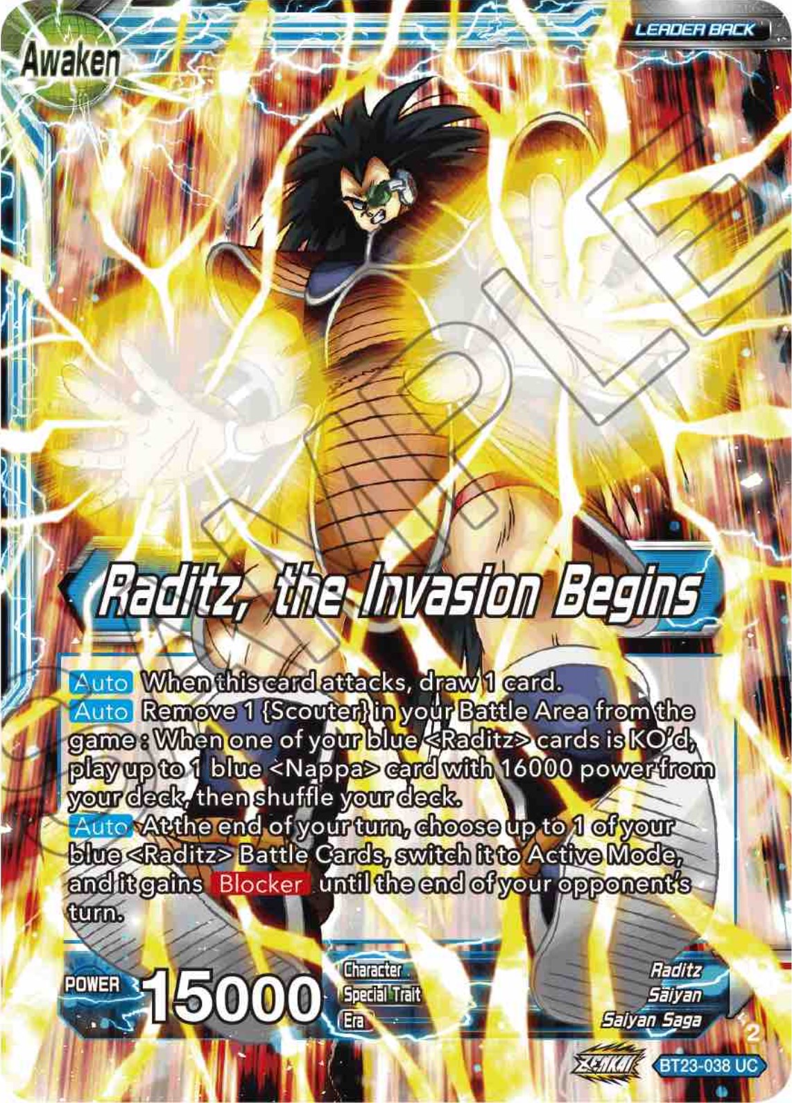 Raditz // Raditz, the Invasion Begins (BT23-038) [Perfect Combination] Parallel Foil