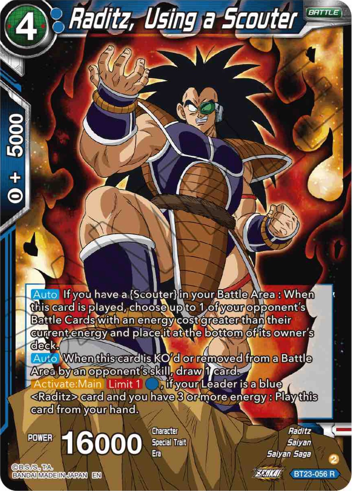 Raditz, Using a Scouter (BT23-056) [Perfect Combination] Parallel Foil