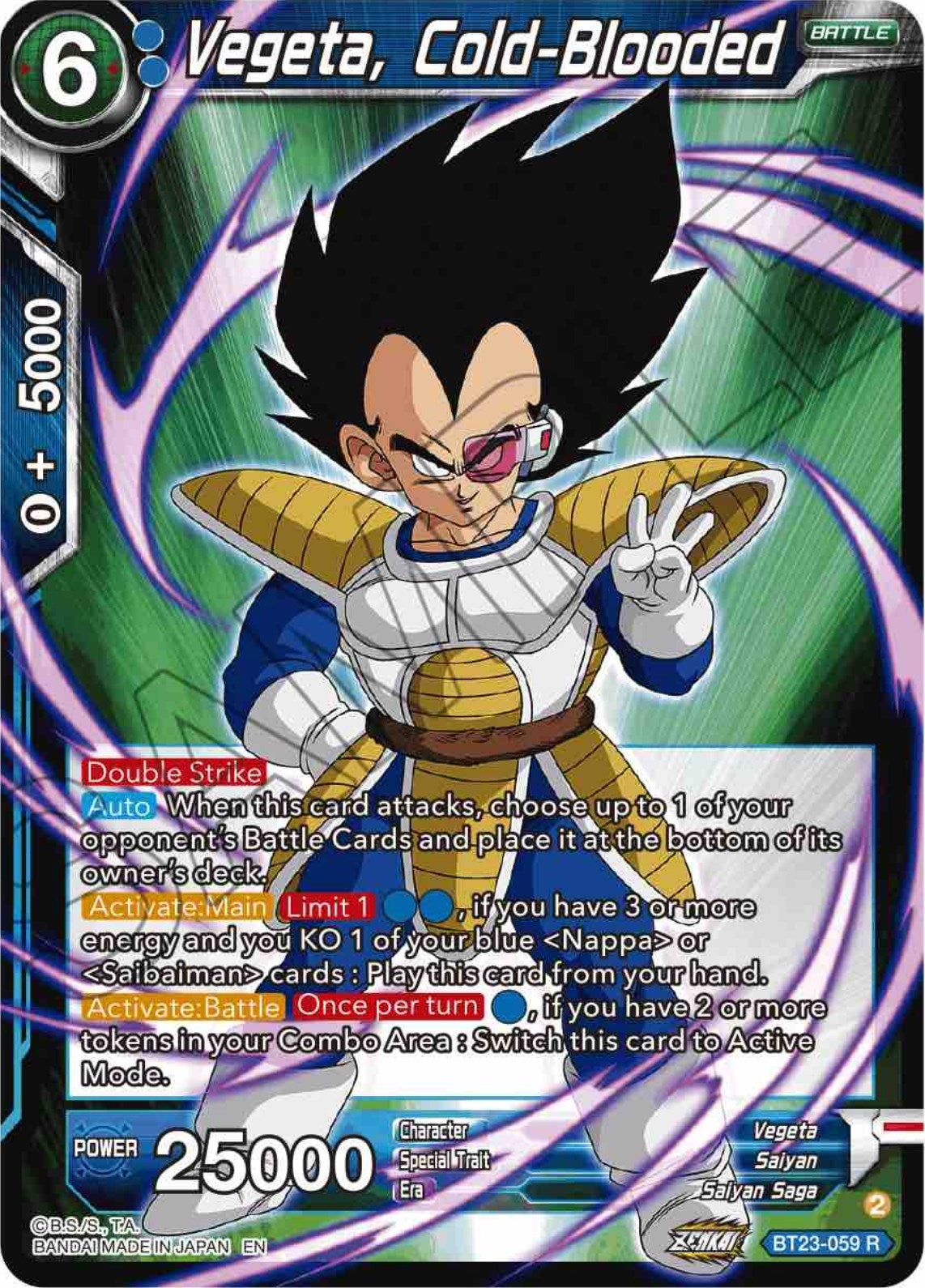 Vegeta, Cold-Blooded (BT23-059) [Perfect Combination] Parallel Foil