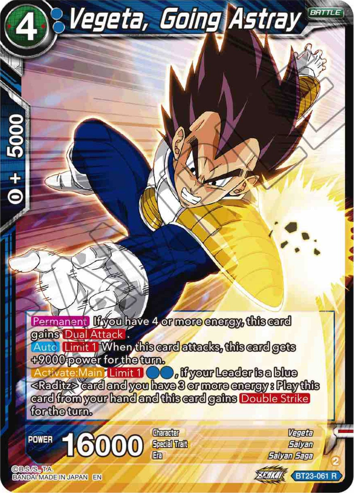 Vegeta, Going Astray (BT23-061) [Perfect Combination] Parallel Foil
