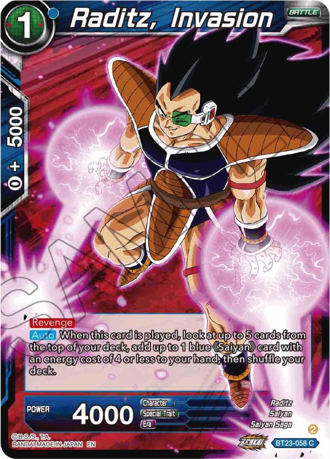 Raditz, Invasion (BT23-058) [Perfect Combination] Parallel Foil