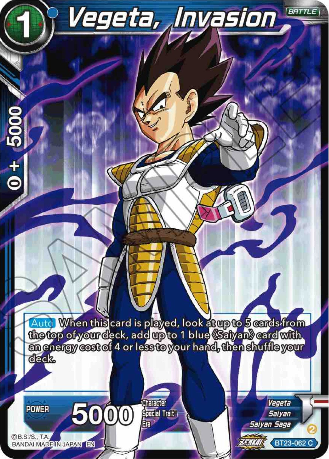 Vegeta, Invasion (BT23-062) [Perfect Combination] Parallel Foil
