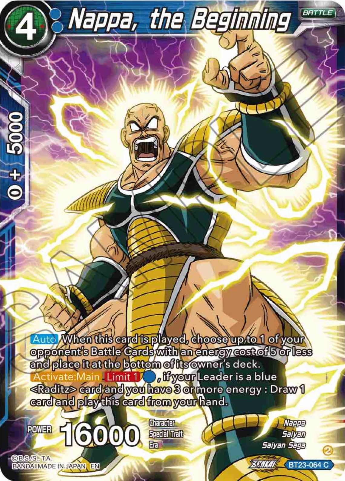 Nappa, the Beginning (BT23-064) [Perfect Combination] Parallel Foil