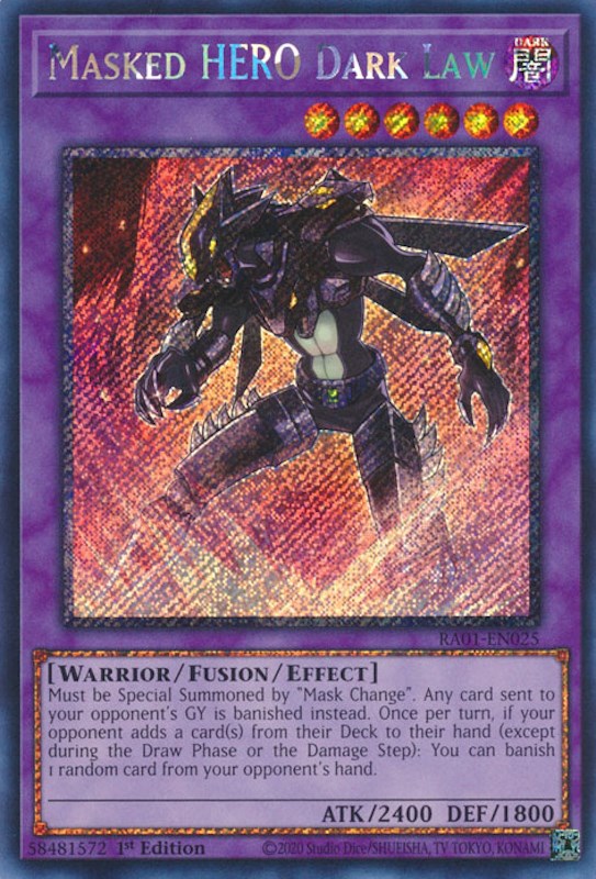 Masked HERO Dark Law (Platinum Secret Rare) (RA01-EN025) - 25th Anniversary Rarity Collection 1st Edition