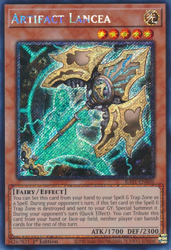 Artifact Lancea (Platinum Secret Rare) (RA01-EN006) - 25th Anniversary Rarity Collection 1st Edition