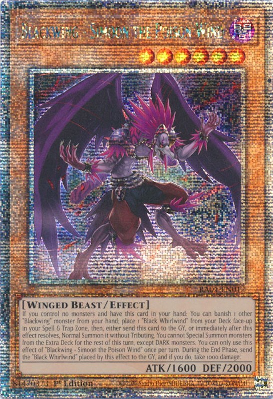 Blackwing - Simoon the Poison Wind (Quarter Century Secret Rare) (RA01-EN012) - 25th Anniversary Rarity Collection 1st Edition