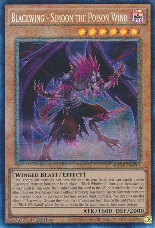 Blackwing - Simoon the Poison Wind (PCR) (RA01-EN012) - 25th Anniversary Rarity Collection 1st Edition