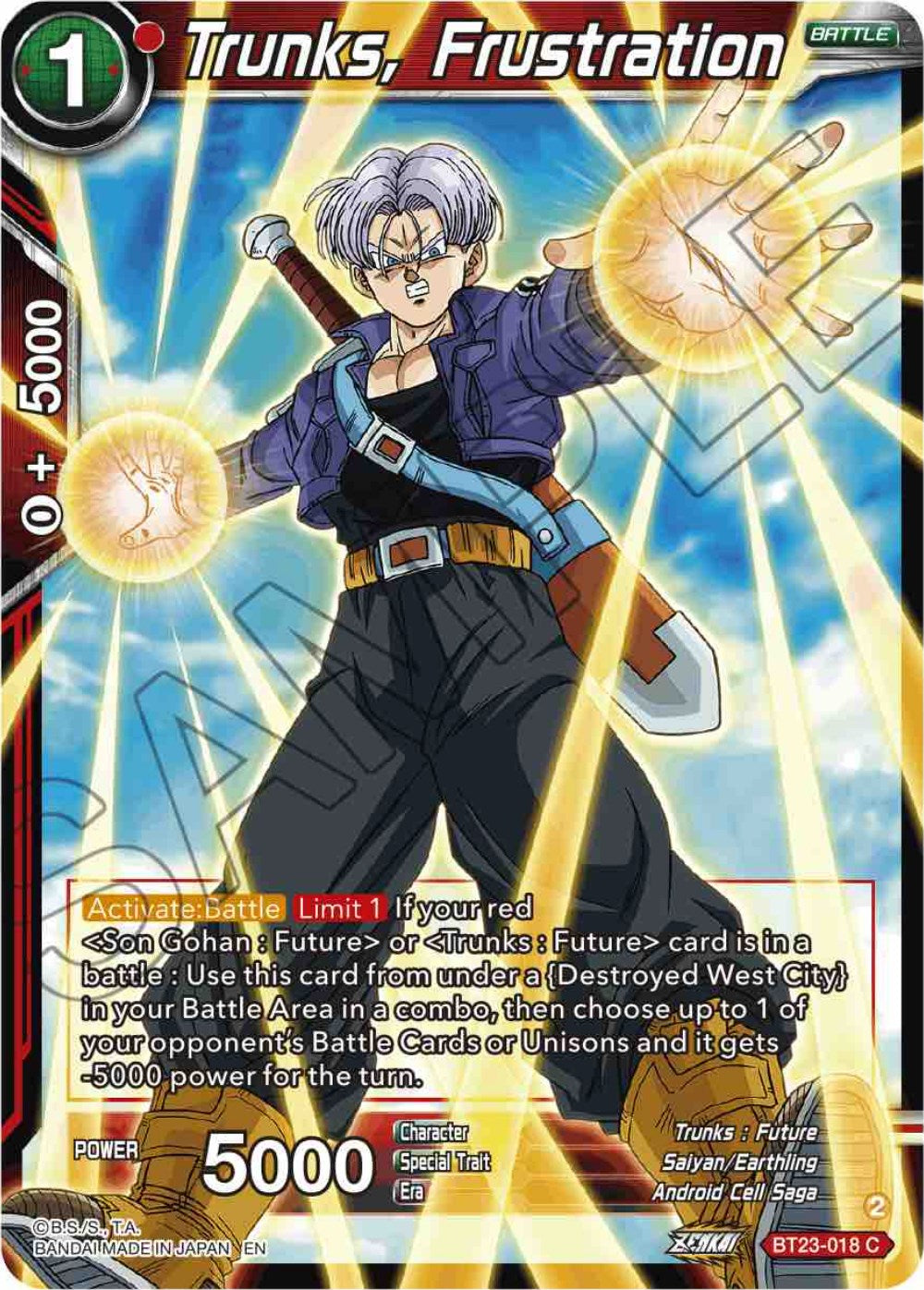 Trunks, Frustration (BT23-018) [Perfect Combination] Parallel Foil