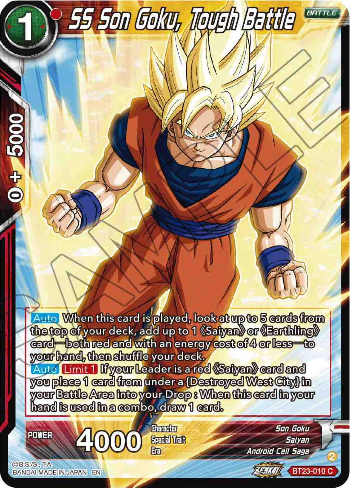 SS Son Goku, Tough Battle (BT23-010) [Perfect Combination] Parallel Foil