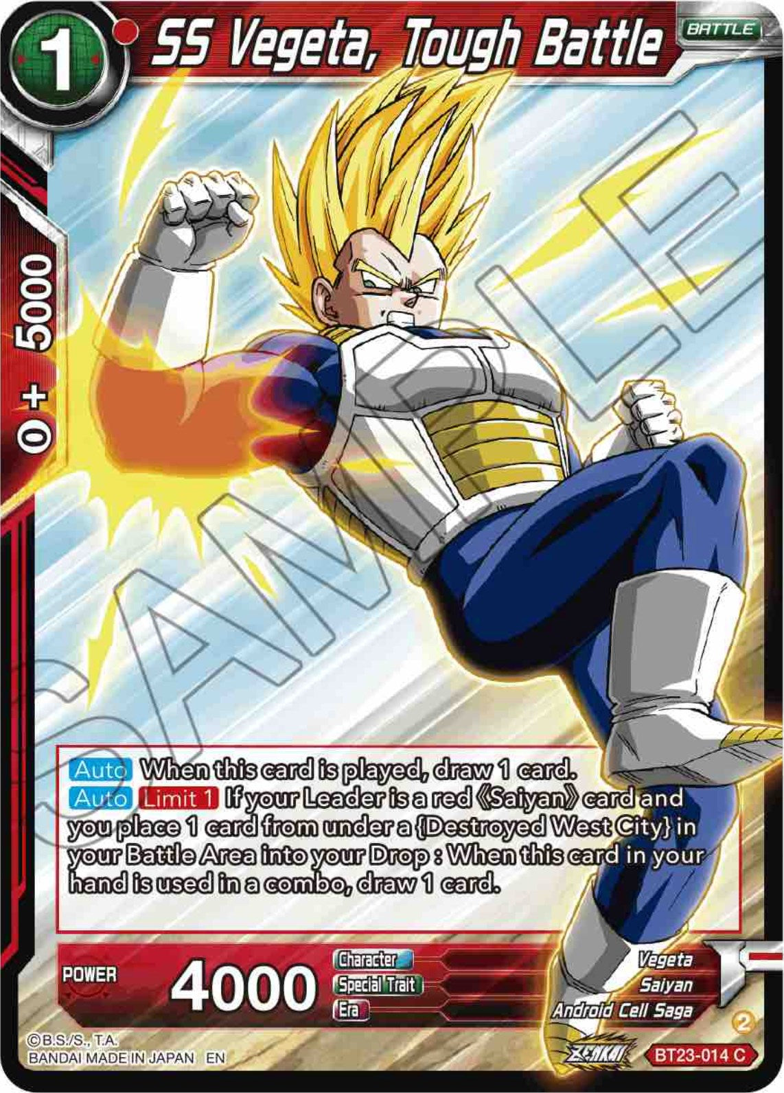 SS Vegeta, Tough Battle (BT23-014) [Perfect Combination] Parallel Foil
