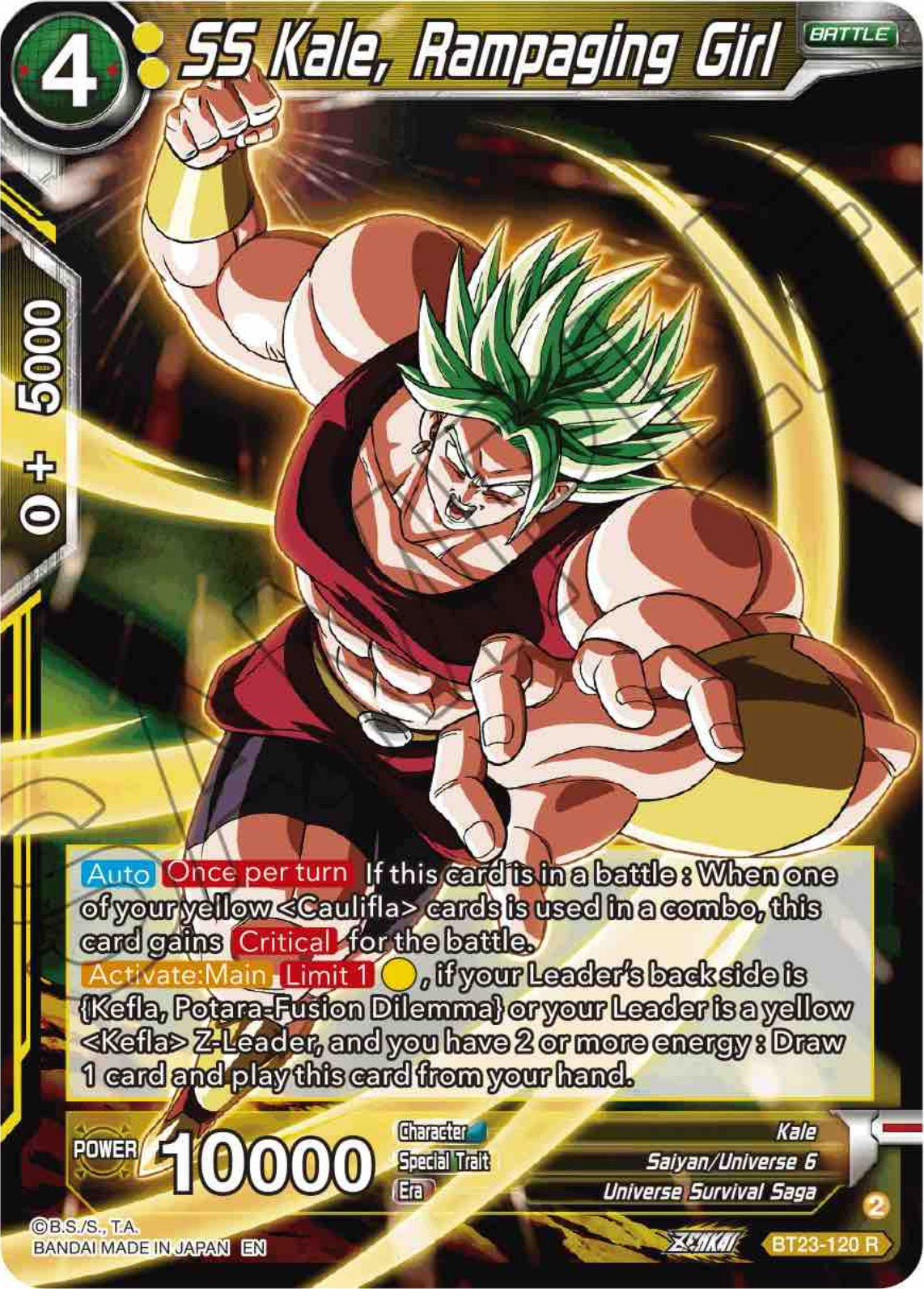 SS Kale, Rampaging Girl (BT23-120) [Perfect Combination] Parallel Foil