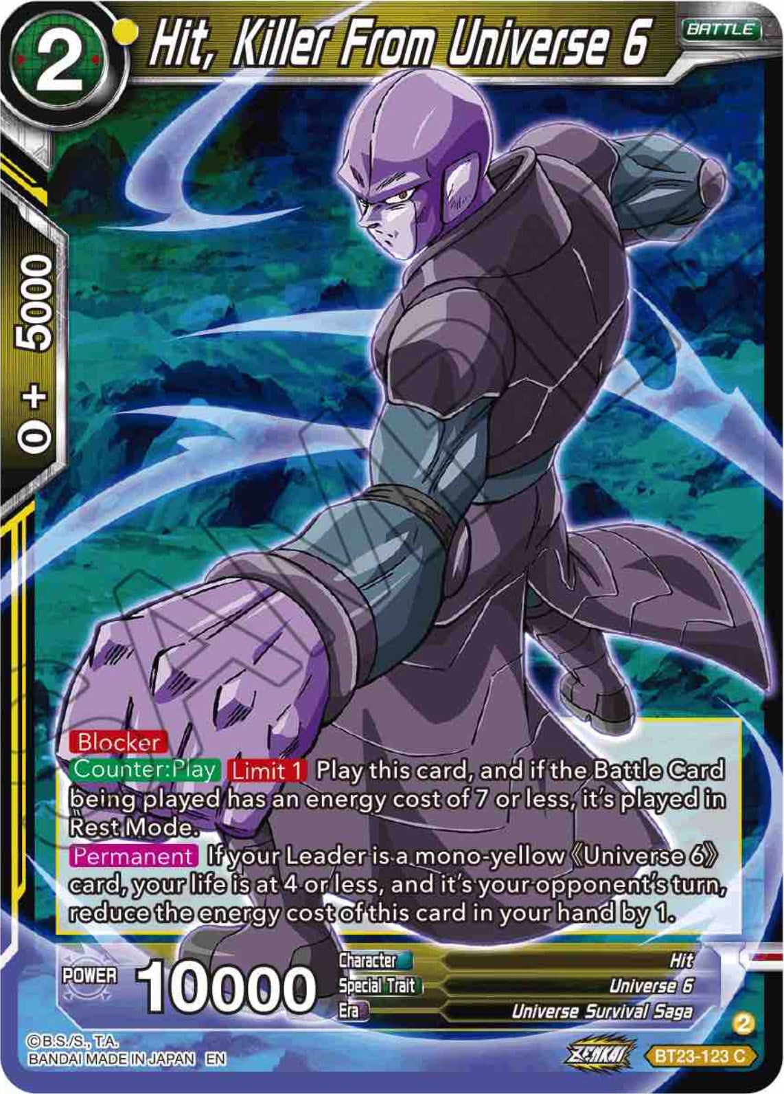 Hit, Killer From Universe 6 (BT23-123) [Perfect Combination] Parallel Foil