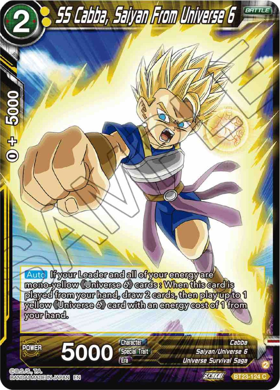 SS Cabba, Saiyan From Universe 6 (BT23-124) [Perfect Combination] Parallel Foil