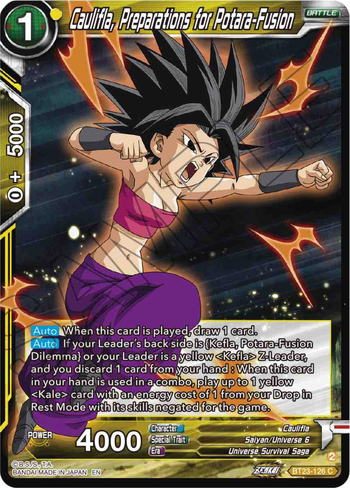 Caulifla, Preparations for Potara-Fusion (BT23-126) [Perfect Combination] Parallel Foil