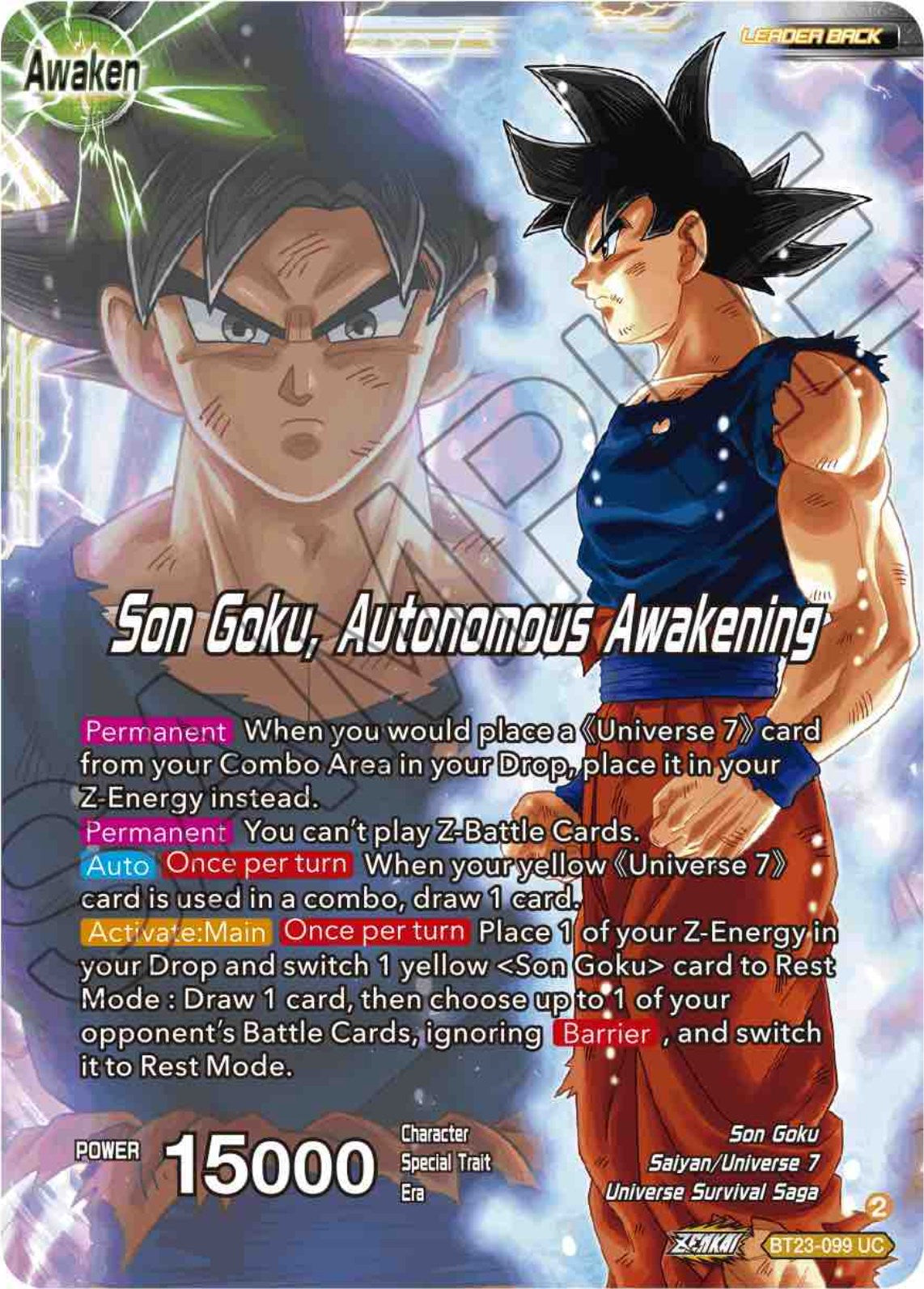 SSB Son Goku // Son Goku, Autonomous Awakening (BT23-099) [Perfect Combination] Parallel Foil