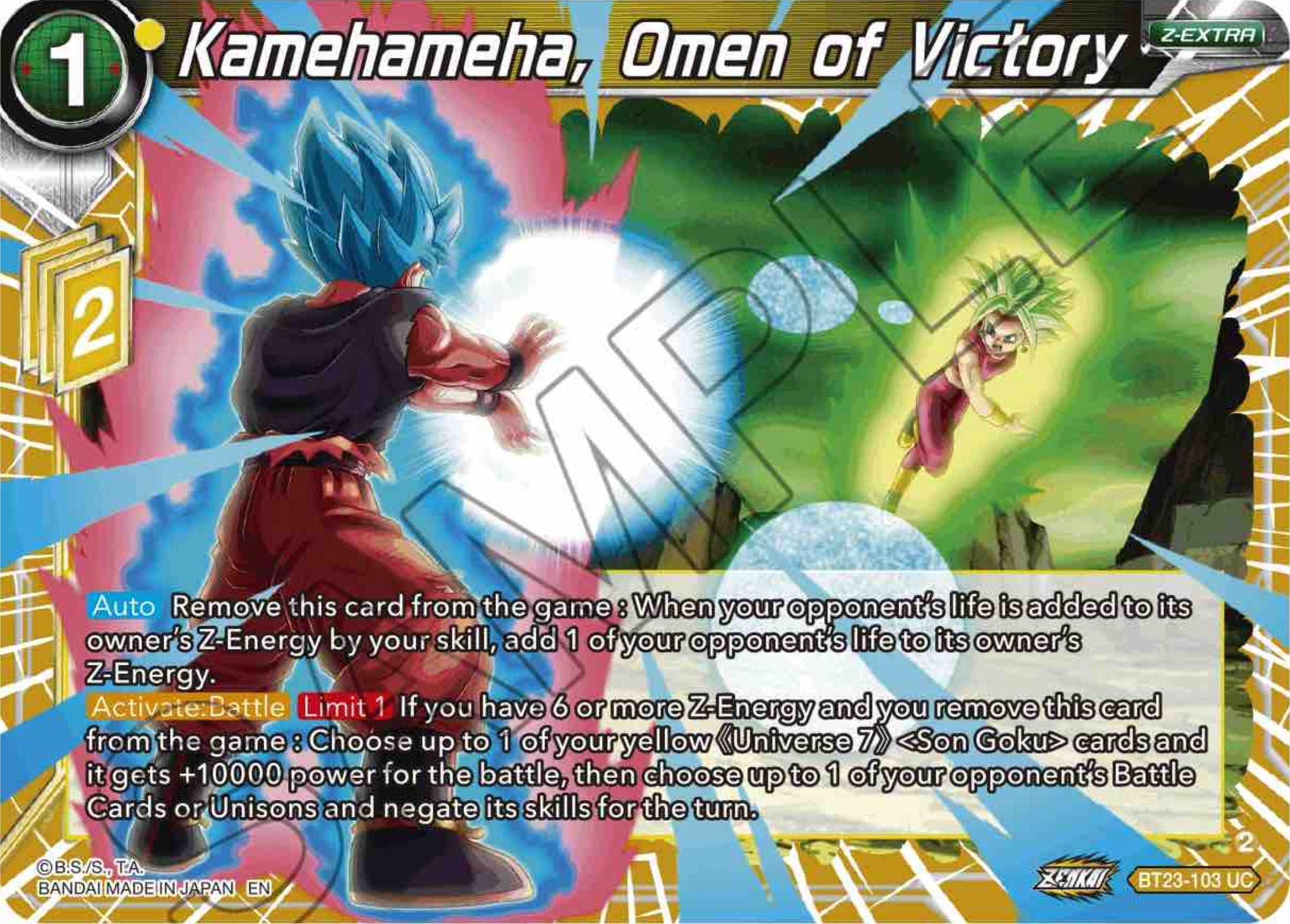 Kamehameha, Omen of Victory (BT23-103) [Perfect Combination] Parallel Foil