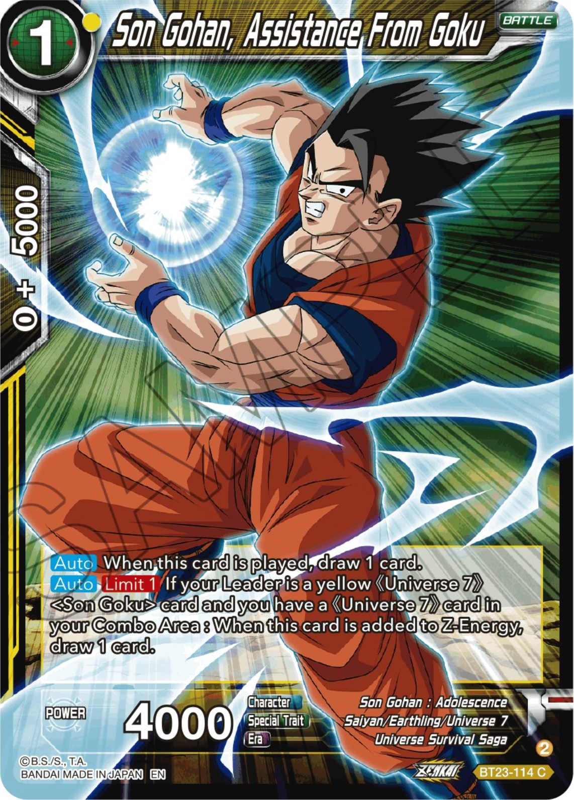 Son Gohan, Assistance From Goku (BT23-114) [Perfect Combination] Parallel Foil