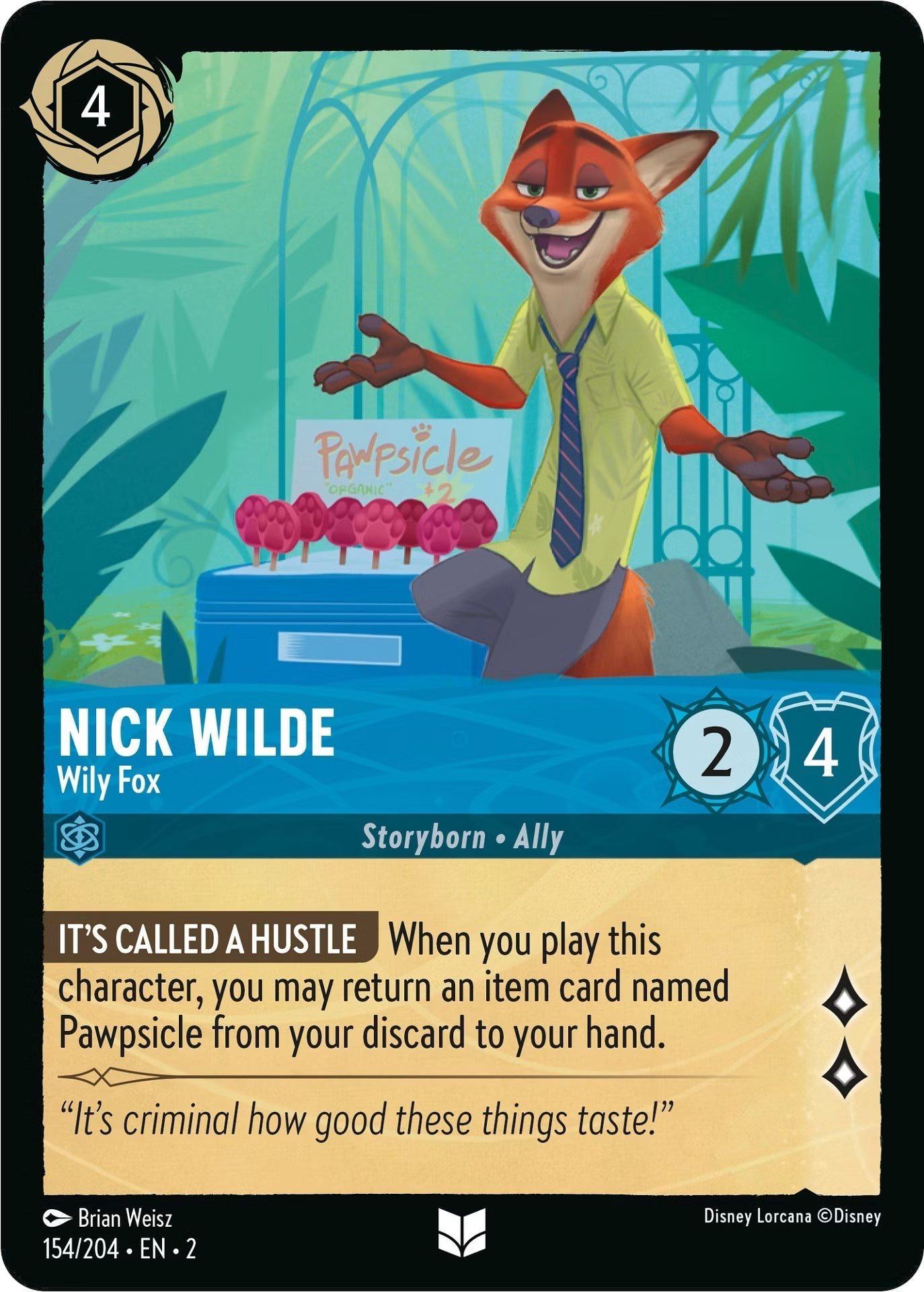 Nick Wilde - Wily Fox (154/204) - Rise of the Floodborn Cold Foil