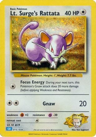 Lt. Surge's Rattata [15] (Trading Card Game Classic) Holofoil