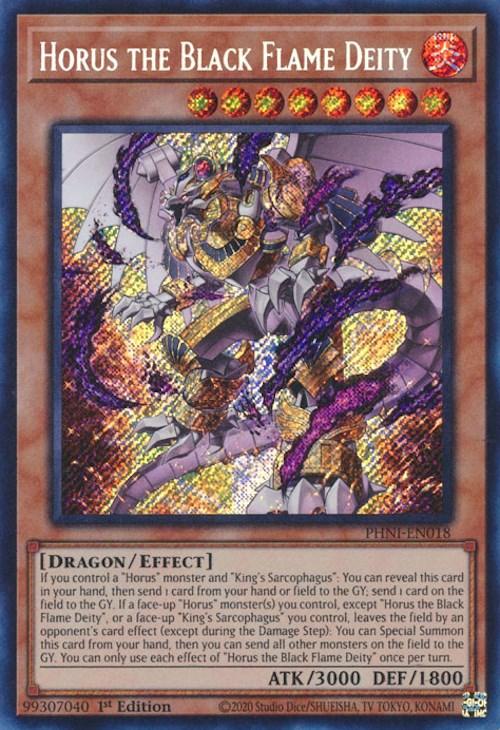 Horus the Black Flame Deity [PHNI-EN018] Secret Rare - Josh's Cards
