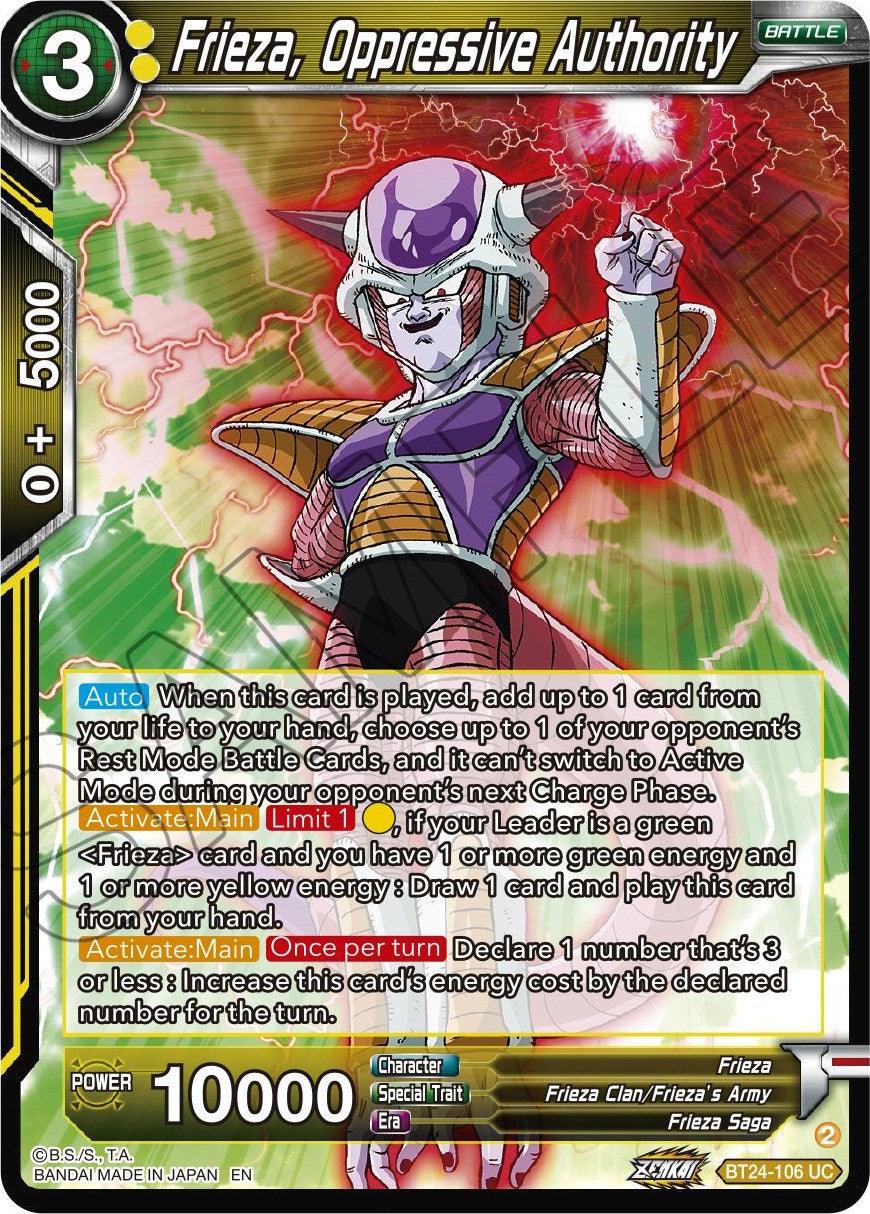Frieza, Oppressive Authority (BT24-106) [Beyond Generations] - Josh's Cards