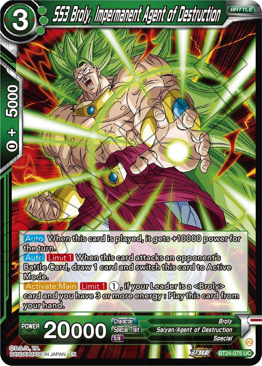 SS3 Broly, Impermanent Agent of Destruction (BT24-075) [Beyond Generations] - Josh's Cards