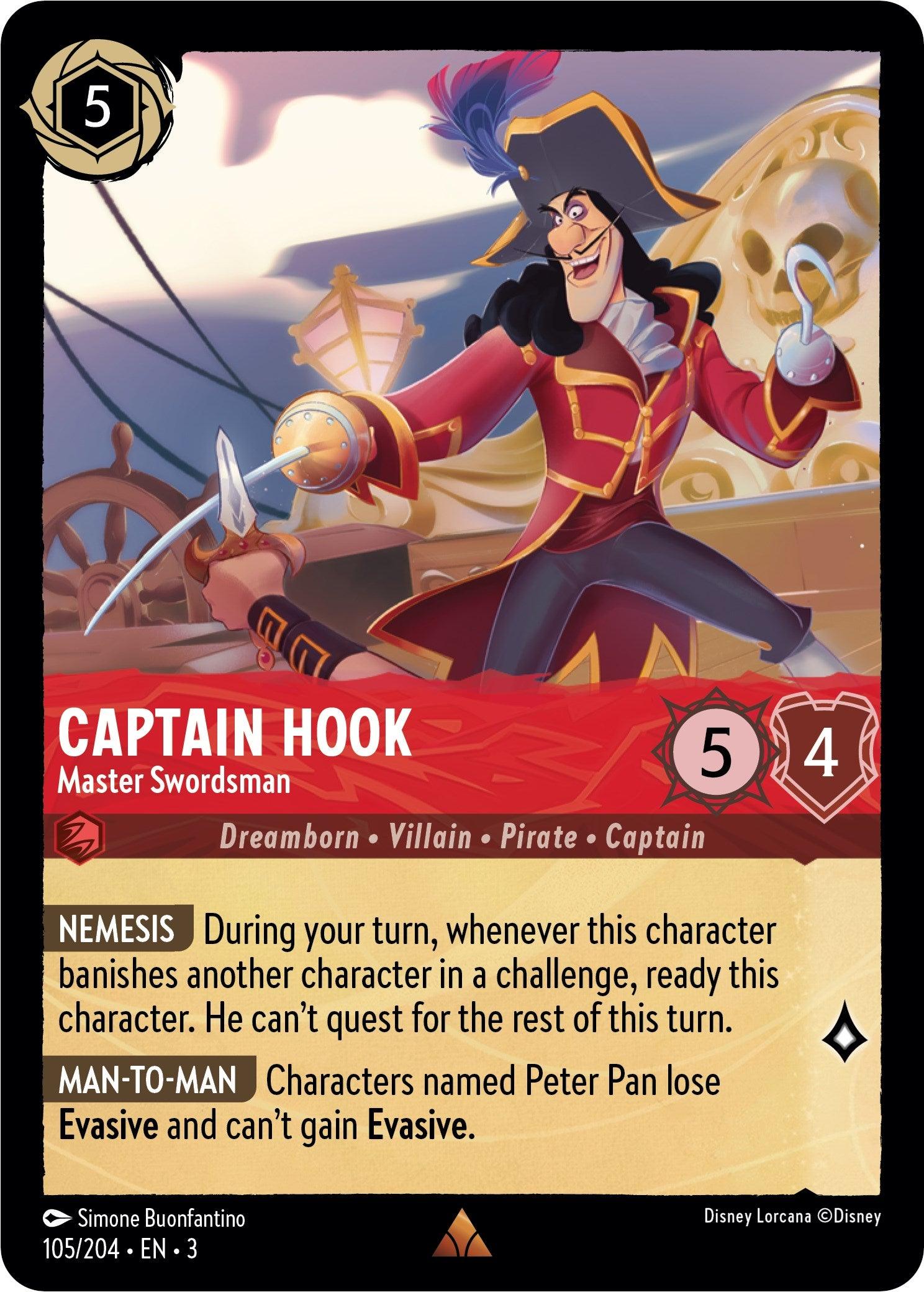 Captain Hook - Master Swordsman (105/204) [Into the Inklands] - Josh's Cards